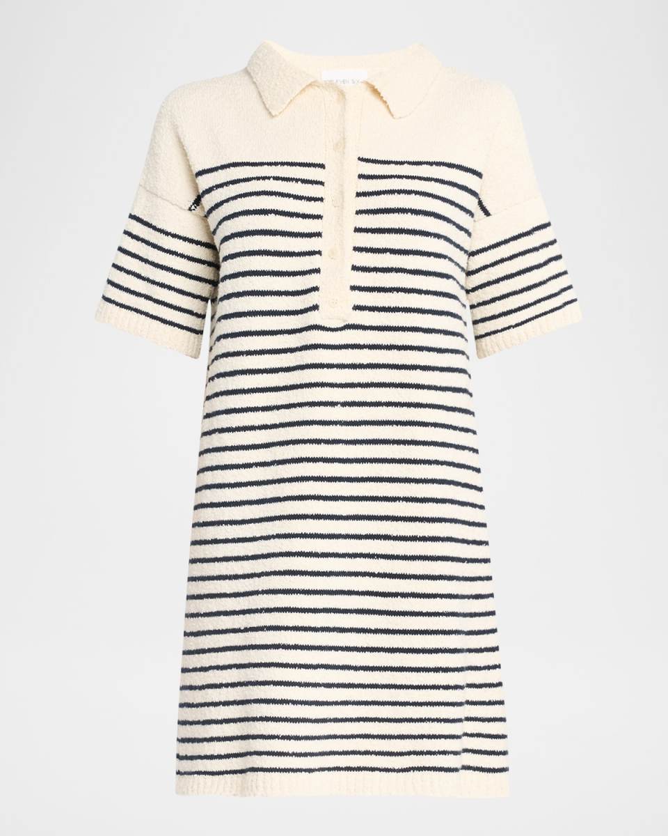 Edie Striped Boucle Mini Polo Sweater Dress